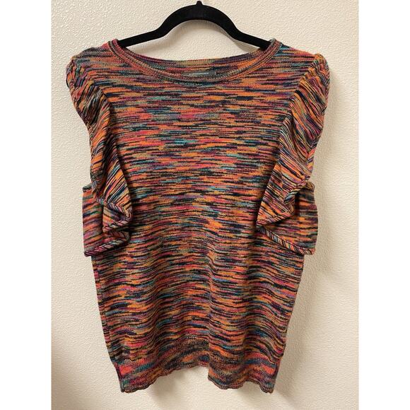 Anthropolige Ruby Flutter Sleeve Sweater Top Rainbow Knit Tank Size S - Picture 1 of 4